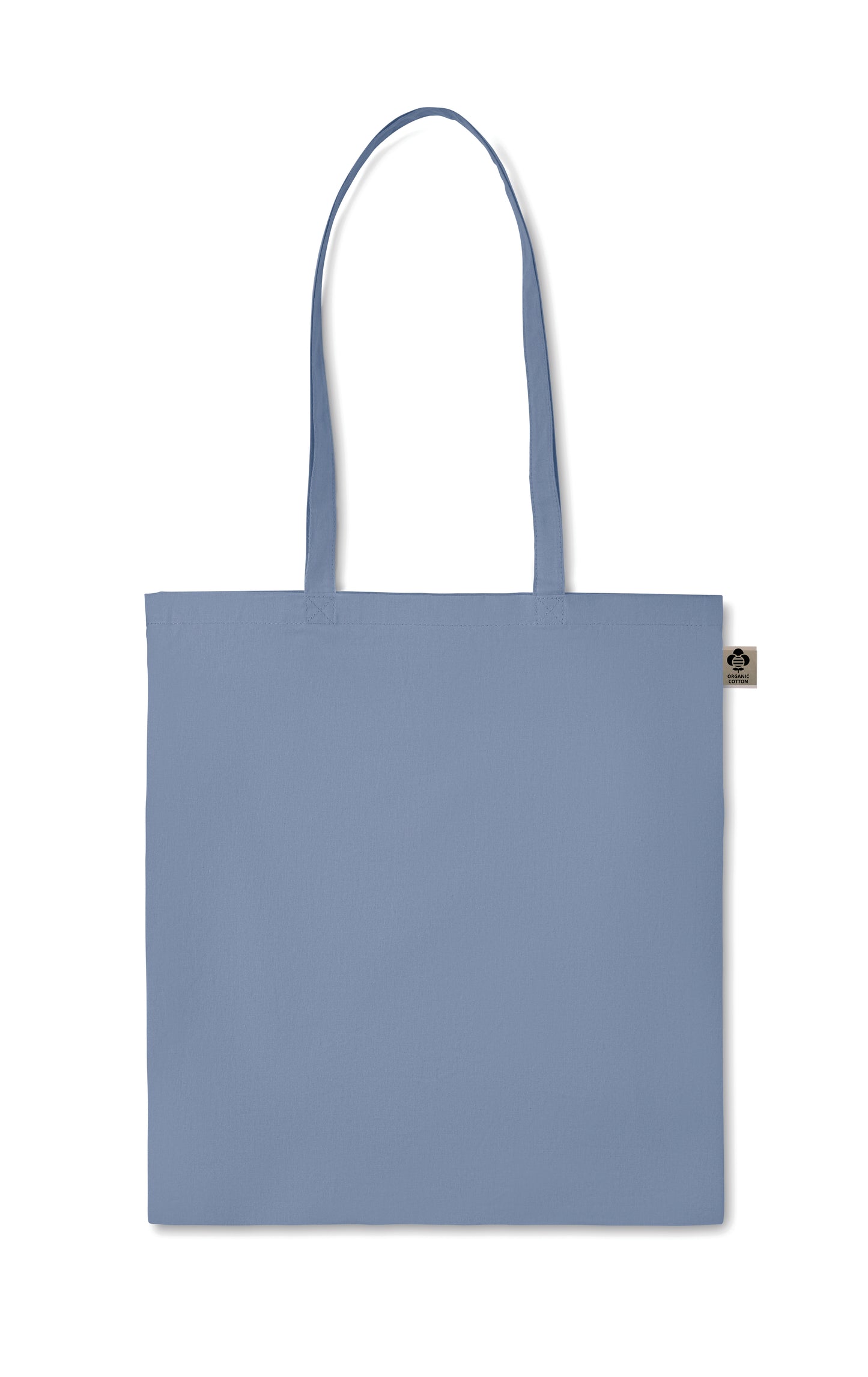 Einkaufstasche aus Organic-Cotton mit langen Tragegriffen. Reaktivfärbung. Im klassischen Design ist sie
