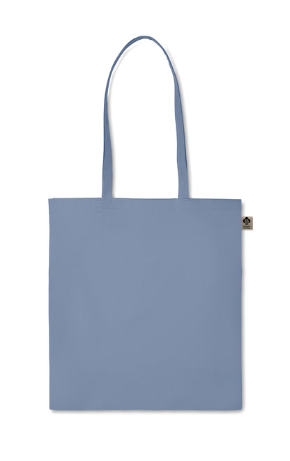 Einkaufstasche aus Organic-Cotton mit langen Tragegriffen. Reaktivfärbung. Im klassischen Design ist sie