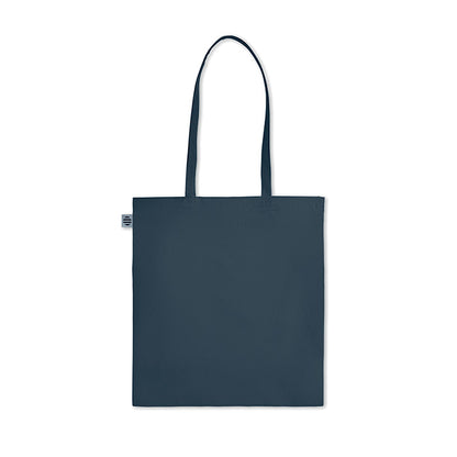 Einkaufstasche aus Organic-Cotton mit langen Tragegriffen. Reaktivfärbung. Im klassischen Design ist sie