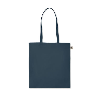 Einkaufstasche aus Organic-Cotton mit langen Tragegriffen. Reaktivfärbung. Im klassischen Design ist sie