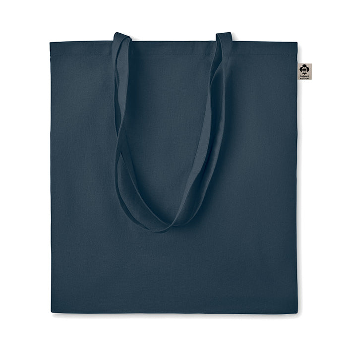 Einkaufstasche aus Organic-Cotton mit langen Tragegriffen. Reaktivfärbung. Im klassischen Design ist sie