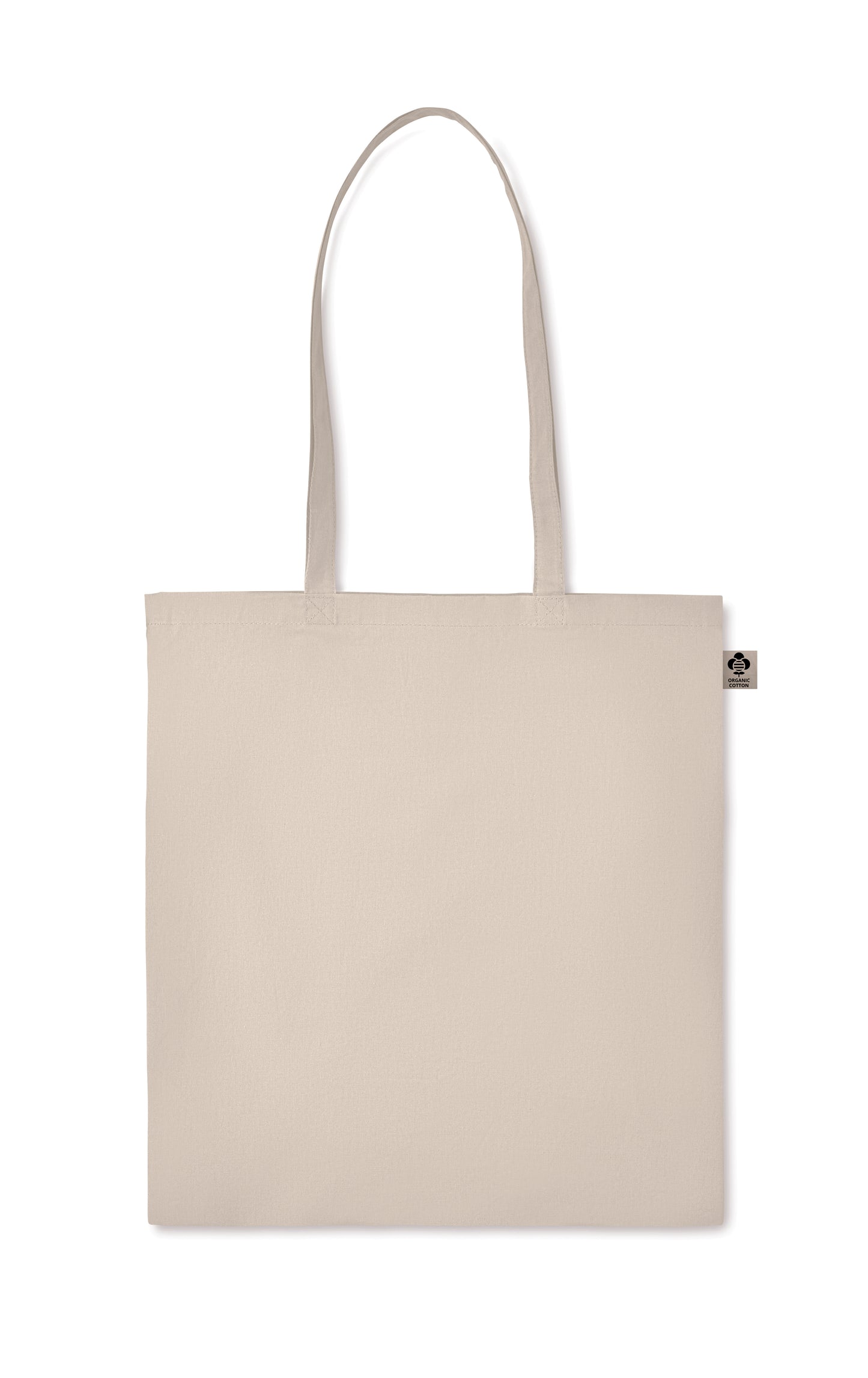 Einkaufstasche aus Organic-Cotton mit langen Tragegriffen. Im klassischen Design ist sie ideal