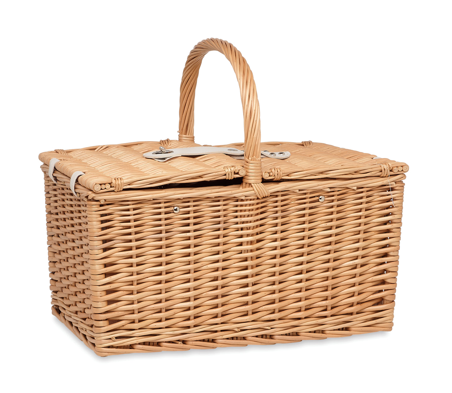 Picknickkorbset für 4 Personen aus Weidengeflecht mit je 4 Messern Gabeln Löffeln