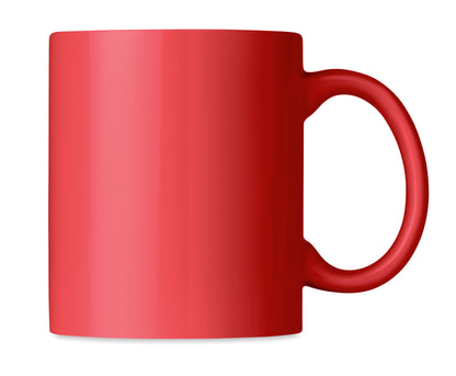 Farbiger Kaffeebecher aus Keramik. Füllmenge: 300ml. Nur Keramik- Transferdruck ist spülmaschinengeeignet. Verpackt