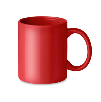 Farbiger Kaffeebecher aus Keramik. Füllmenge: 300ml. Nur Keramik- Transferdruck ist spülmaschinengeeignet. Verpackt