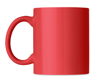 Farbiger Kaffeebecher aus Keramik. Füllmenge: 300ml. Nur Keramik- Transferdruck ist spülmaschinengeeignet. Verpackt