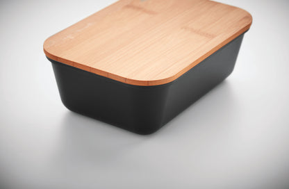 Lunch- oder Sandwichbox aus PP mit Deckel aus Bambus. Bambus ist ein