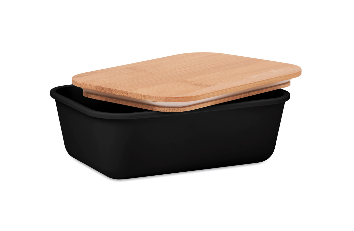 Lunch- oder Sandwichbox aus PP mit Deckel aus Bambus. Bambus ist ein
