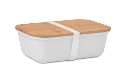 Lunch- oder Sandwichbox aus PP mit Deckel aus Bambus. Bambus ist ein
