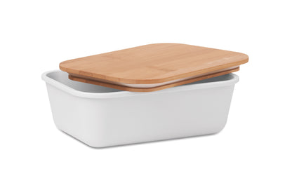 Lunch- oder Sandwichbox aus PP mit Deckel aus Bambus. Bambus ist ein