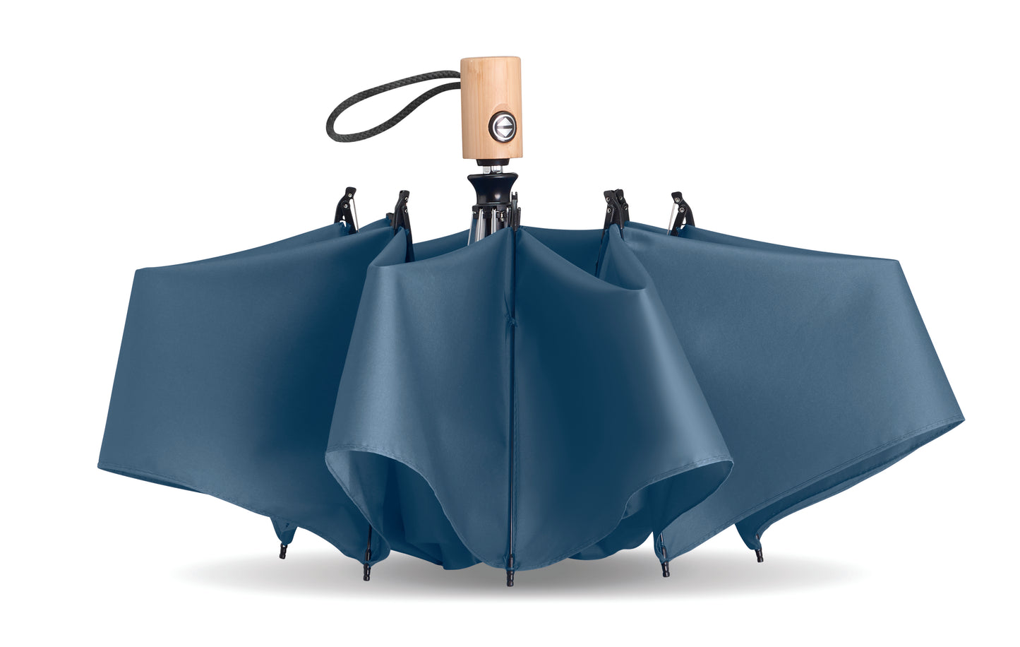 23' reversibler Regenschirm aus 190T Pongee RPET. Stangen aus Fiberglas. Griff aus