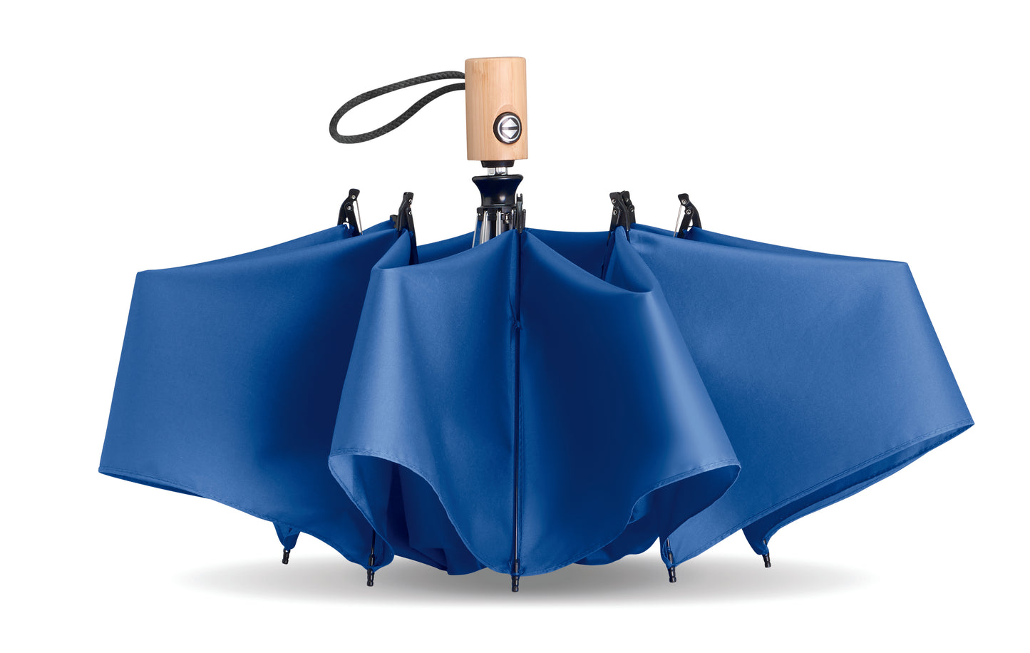 23' reversibler Regenschirm aus 190T Pongee RPET. Stangen aus Fiberglas. Griff aus