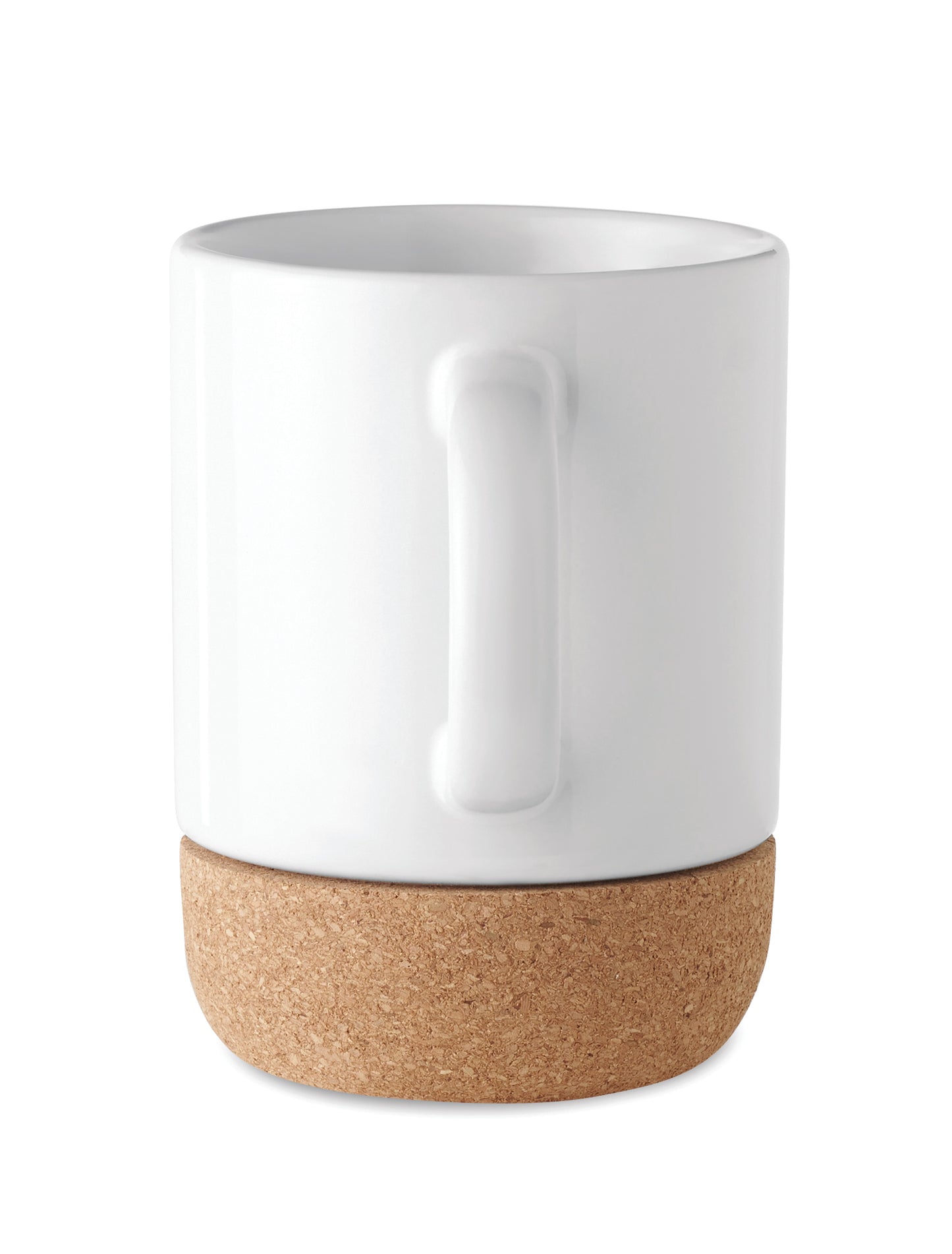 Becher aus Keramik. Spezielle Beschichtung für Sublimationsdruck. Der Boden ist mit Kork