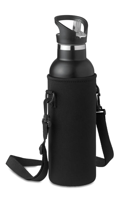 Doppelwandige Isolierflasche aus Edelstahl. Auslaufsicherer Schraubverschluss und separater auswechselbarer Deckel mit Mundstück.