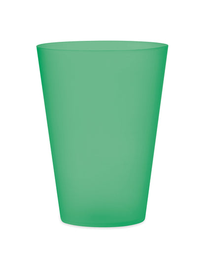 Wiederverwendbarer PP-Becher mit gefrosteter Oberfläche. Ideal für Festivals. Füllmenge: 300 ml.