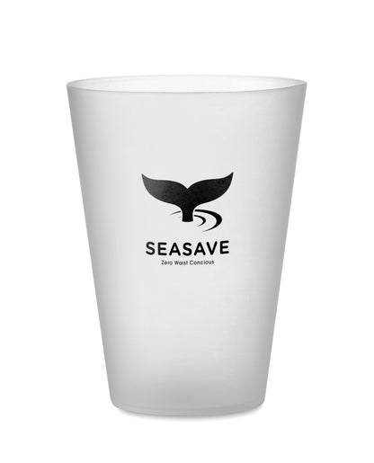Wiederverwendbarer PP-Becher mit gefrosteter Oberfläche. Ideal für Festivals. Füllmenge: 300 ml.