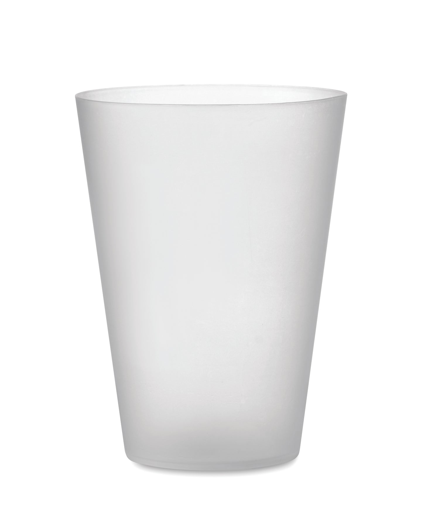 Wiederverwendbarer PP-Becher mit gefrosteter Oberfläche. Ideal für Festivals. Füllmenge: 300 ml.