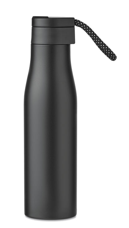 Doppelwandige Isolierflasche aus Edelstahl mit magnetischem Deckel. Füllmenge: 600 ml.