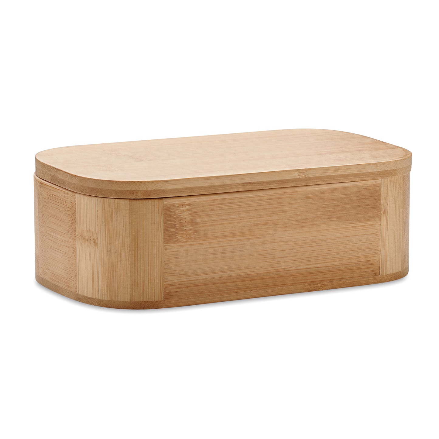 Lunchbox aus Bambus mit herausnehmbarer Trennwand. Elastisches Verschluss-Band aus Nylon. Nur für