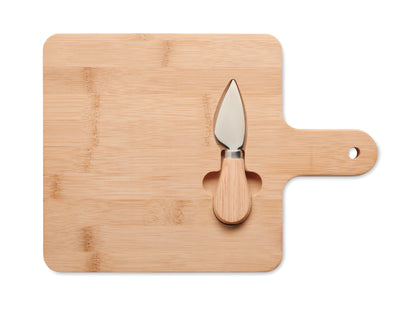 Käse-Set aus Bambus mit Servierbrett und Käsemesser. Bambus ist ein natürliches Produkt
