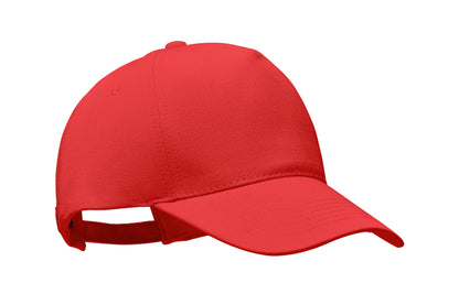 5-Panel-Baseball Cap aus 250 g/m² gebürstetem Organic Cotton mit verstellbarem Metallverschluss mit