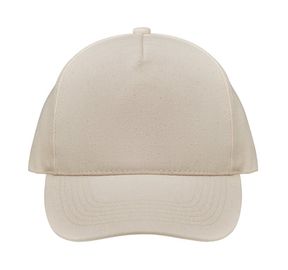 5-Panel-Baseball Cap aus 250 g/m² gebürstetem Organic Cotton mit verstellbarem Metallverschluss mit