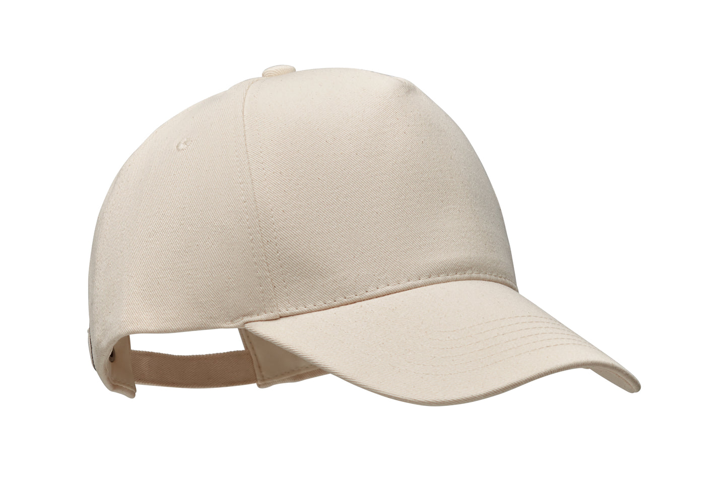 5-Panel-Baseball Cap aus 250 g/m² gebürstetem Organic Cotton mit verstellbarem Metallverschluss mit