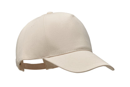 5-Panel-Baseball Cap aus 250 g/m² gebürstetem Organic Cotton mit verstellbarem Metallverschluss mit