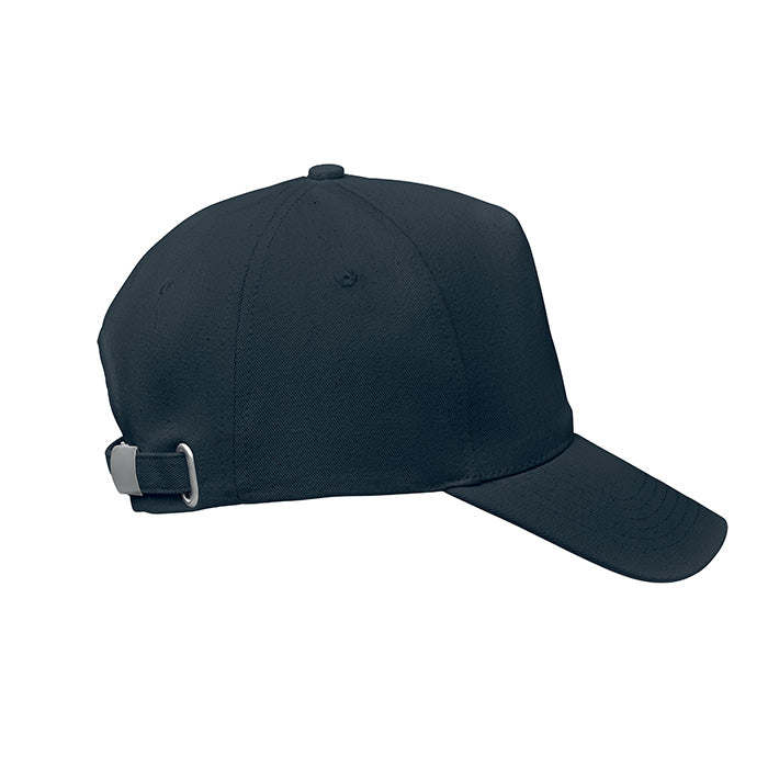 5-Panel-Baseball Cap aus 250 g/m² gebürstetem Organic Cotton mit verstellbarem Metallverschluss mit