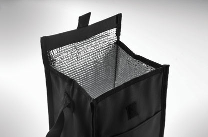 Lunch-Tasche aus 600D RPET mit Isolierung. Fronttasche. Fassungsvermögen 3 l. Isoliermaterial: Aluminiumfolie