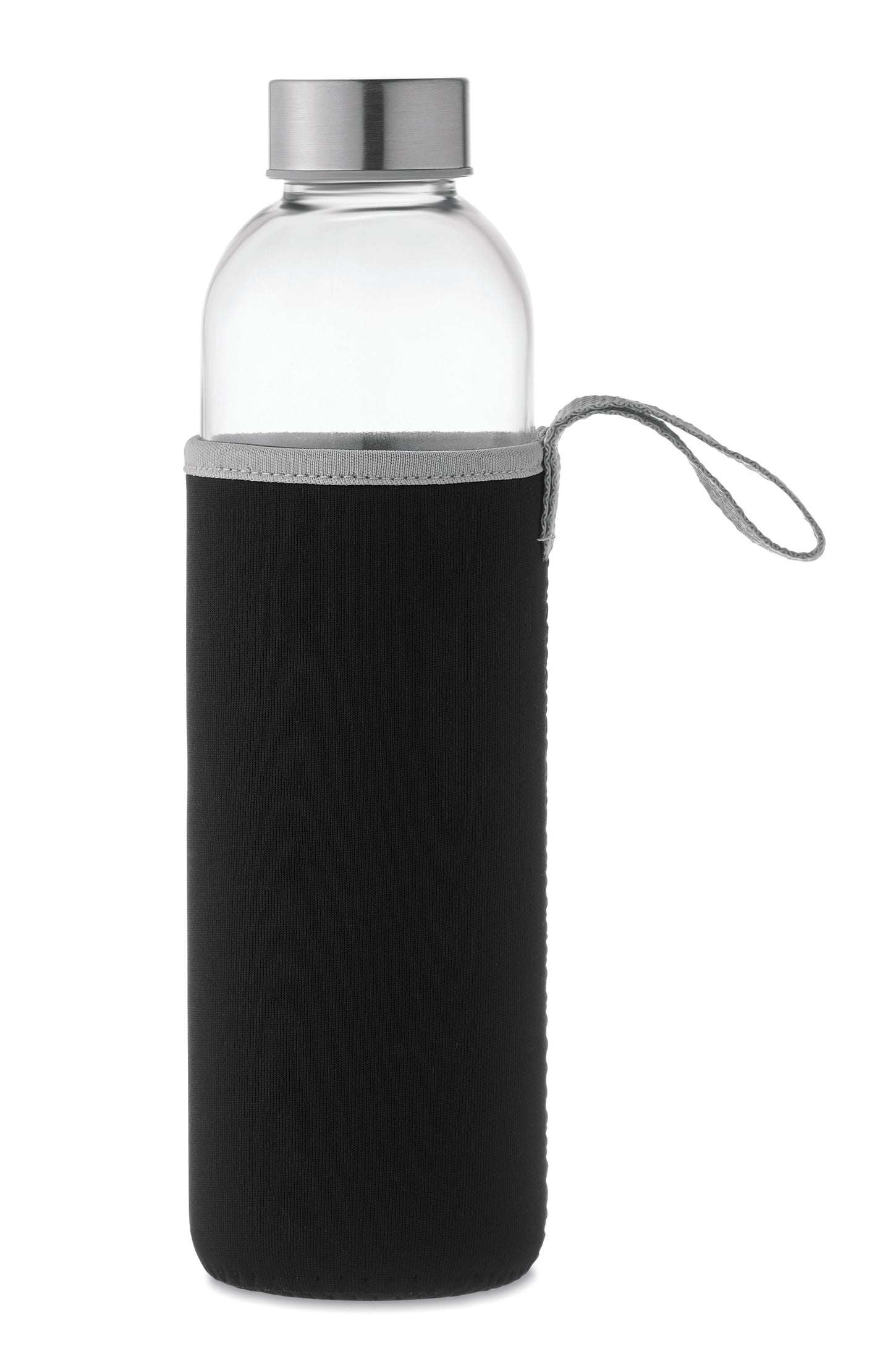 Trinkflasche aus Glas mit Neopren-Schutzhülle. Füllmenge: 750 ml. Nicht geeignet für kohlensäurehaltige