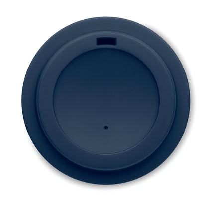 Doppelwandiger Trinkbecher. Deckel mit Mundstück aus PP. Füllmenge: 300 ml.