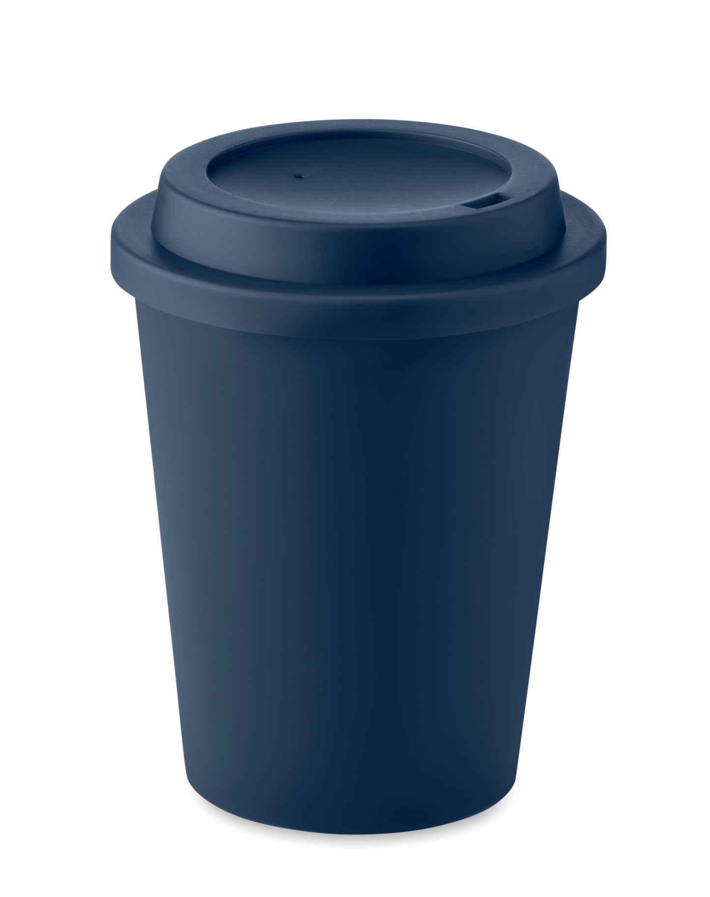 Doppelwandiger Trinkbecher. Deckel mit Mundstück aus PP. Füllmenge: 300 ml.