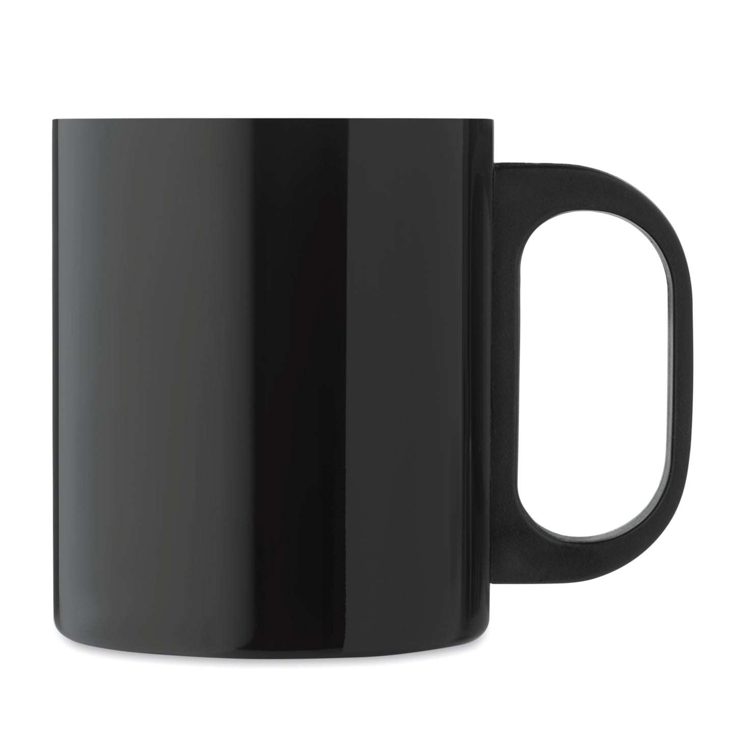 Doppelwandiger Becher aus Edelstahl mit PP-Griff. Füllmenge: 300 ml.