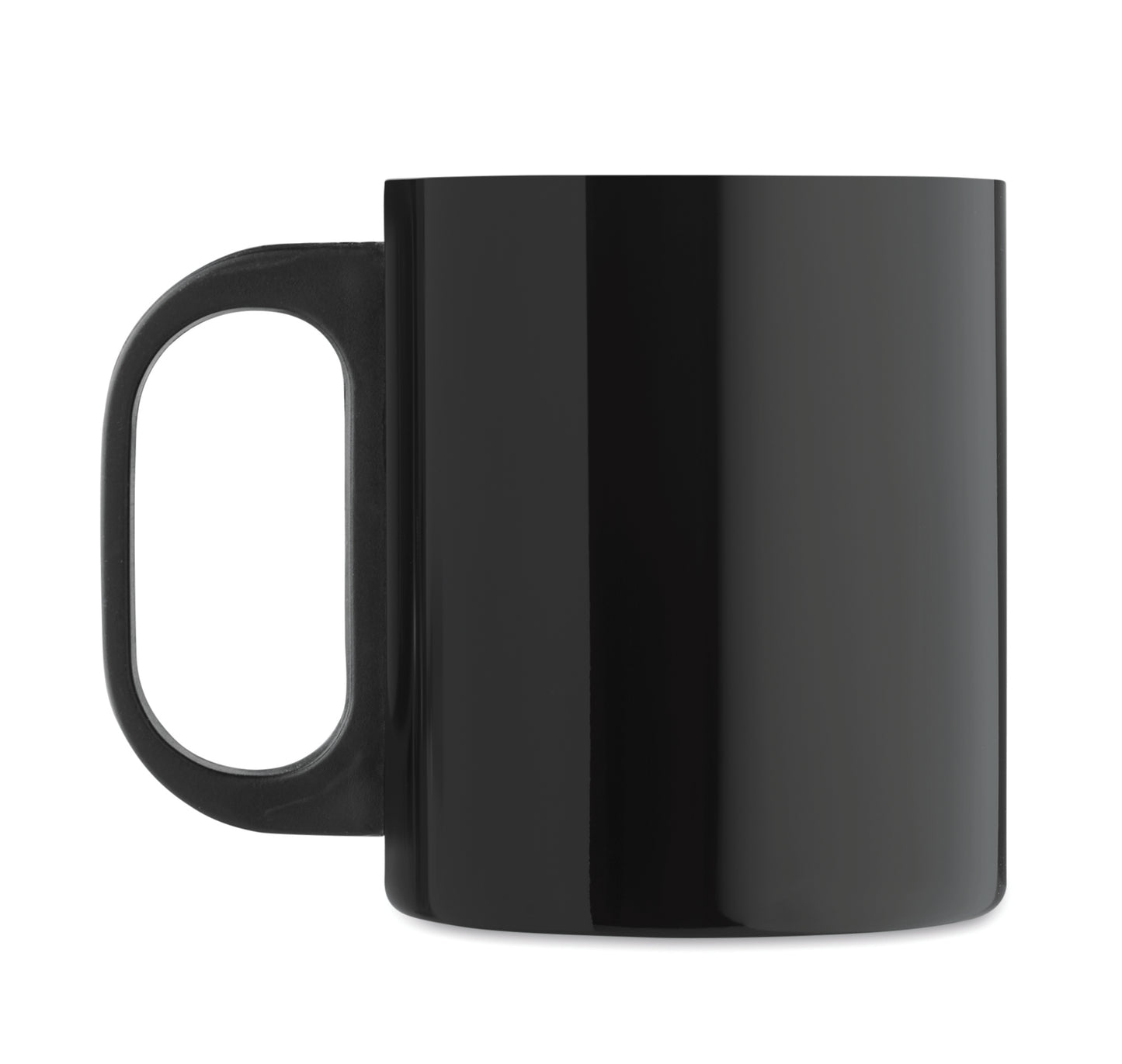 Doppelwandiger Becher aus Edelstahl mit PP-Griff. Füllmenge: 300 ml.
