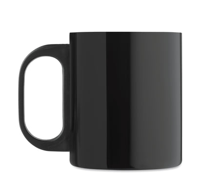 Doppelwandiger Becher aus Edelstahl mit PP-Griff. Füllmenge: 300 ml.