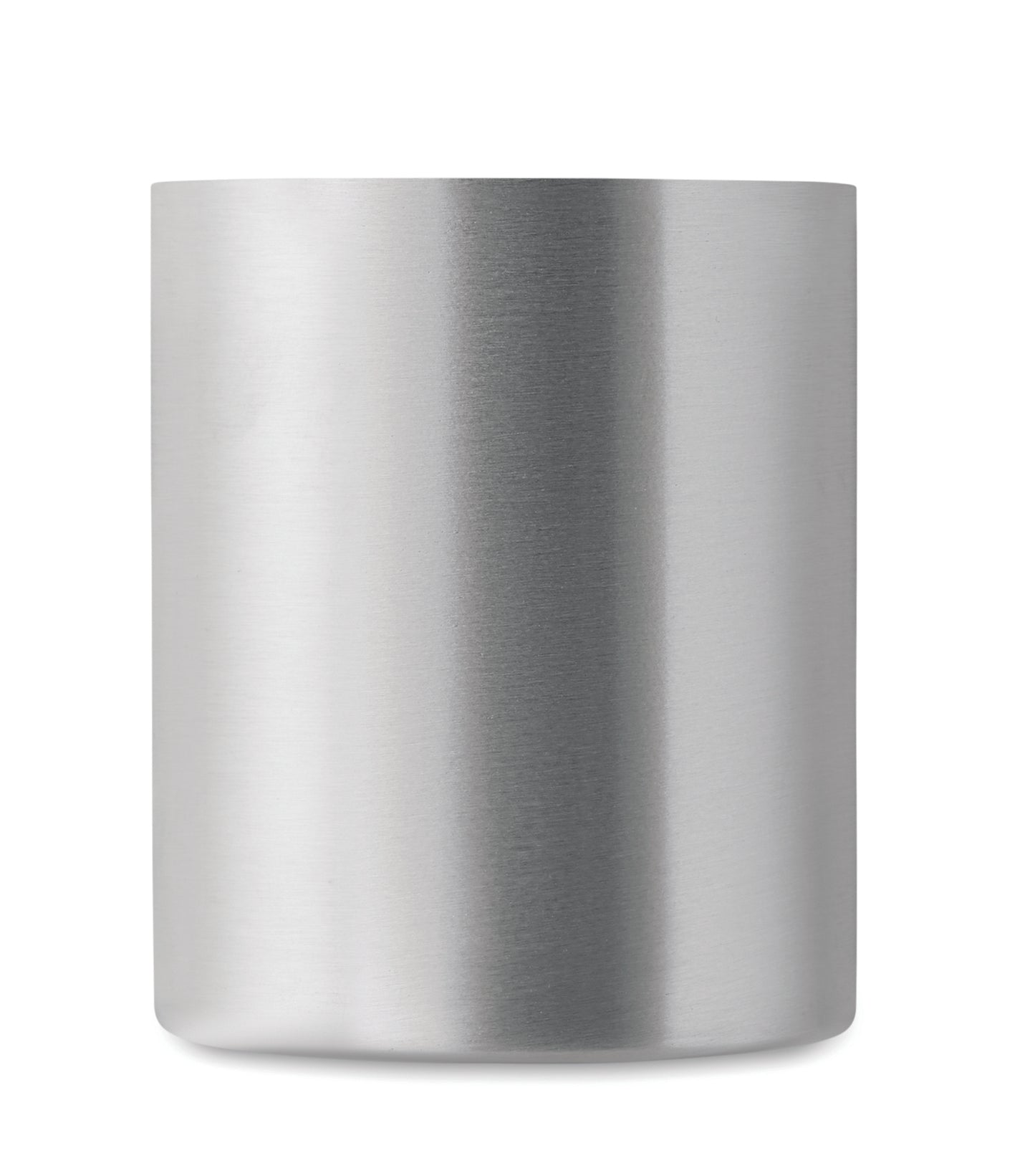 Doppelwandiger Becher aus Edelstahl mit PP-Griff. Füllmenge: 300 ml.