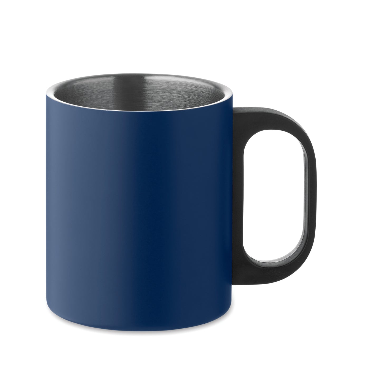 Doppelwandiger Becher aus Edelstahl mit PP-Griff. Füllmenge: 300 ml.