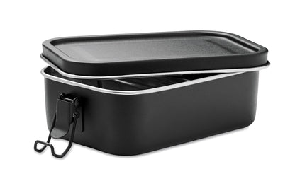 Lunchbox aus Edelstahl mit starken Halteklammern die ein Auslaufen der Speisen verhindern.