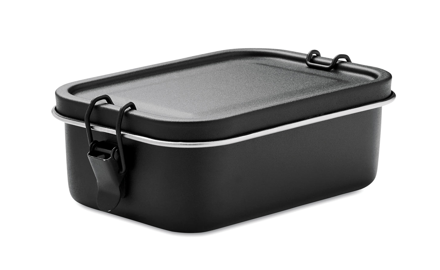 Lunchbox aus Edelstahl mit starken Halteklammern die ein Auslaufen der Speisen verhindern.