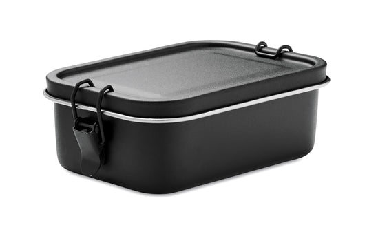 Lunchbox aus Edelstahl mit starken Halteklammern die ein Auslaufen der Speisen verhindern.