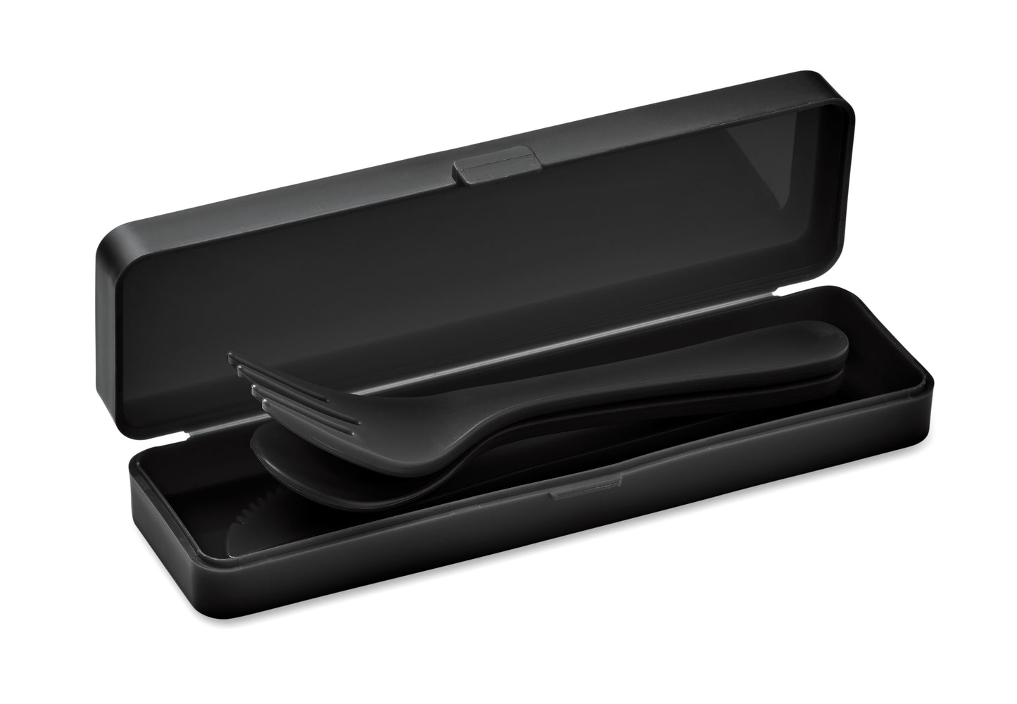 Wiederverwendbares Besteck-Set mit Messer Gabel Löffel im passenden Etui.