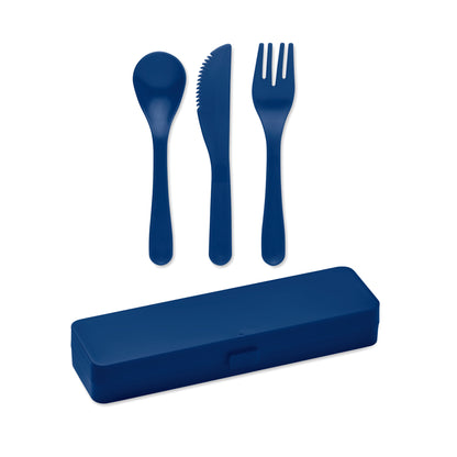 Wiederverwendbares Besteck-Set mit Messer Gabel Löffel im passenden Etui.