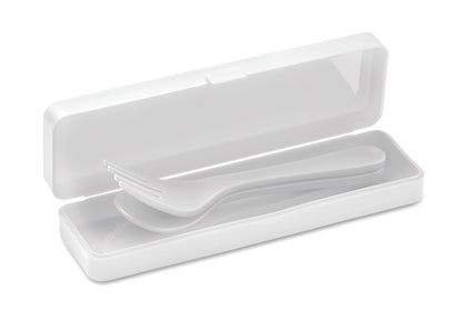 Wiederverwendbares Besteck-Set mit Messer Gabel Löffel im passenden Etui.