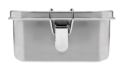 Lunchbox aus Edelstahl mit starken Halteklammern. Inkl. Trennwand. Füllmenge: 1200 ml.