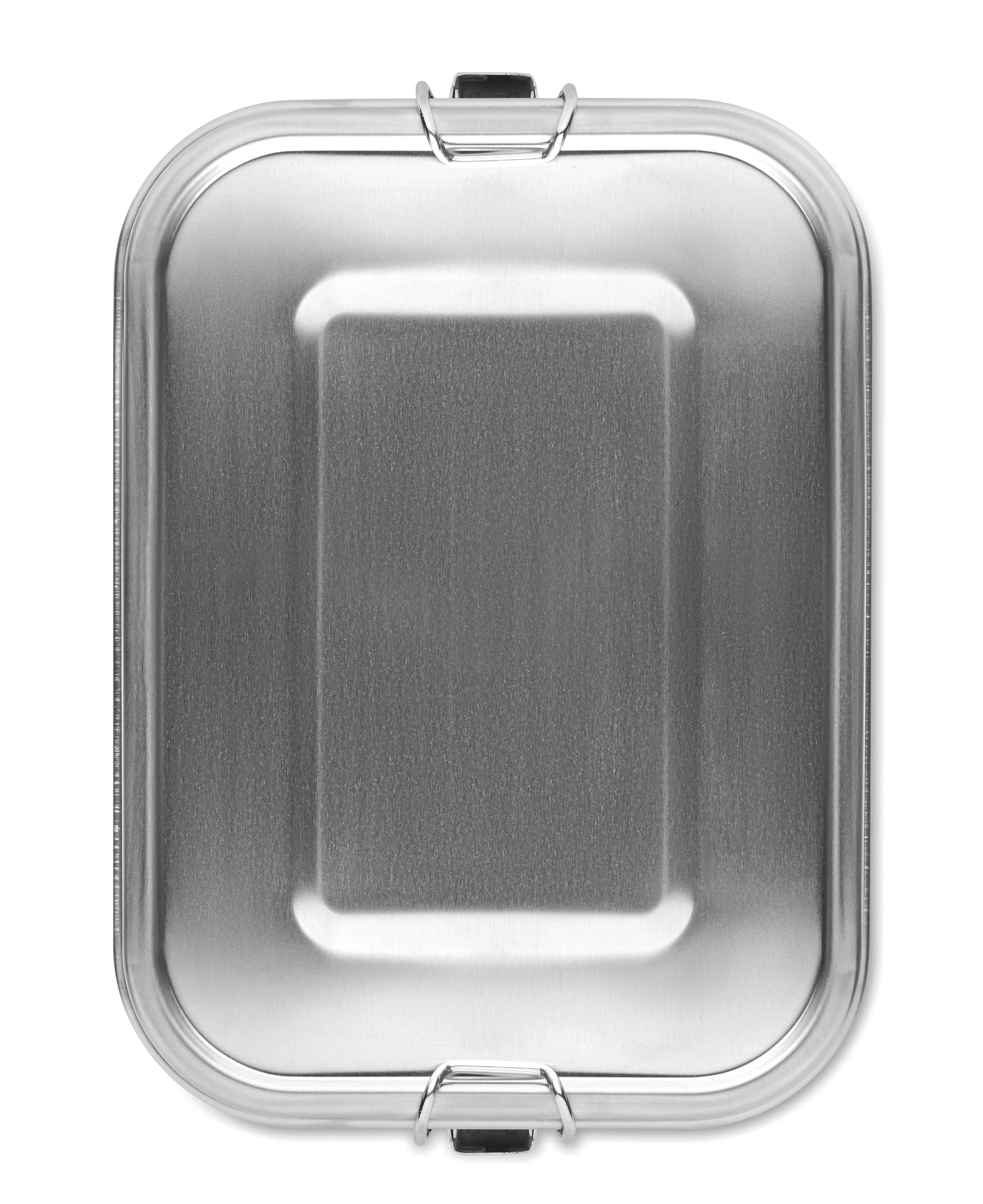 Lunchbox aus Edelstahl mit starken Halteklammern. Inkl. Trennwand. Füllmenge: 1200 ml.