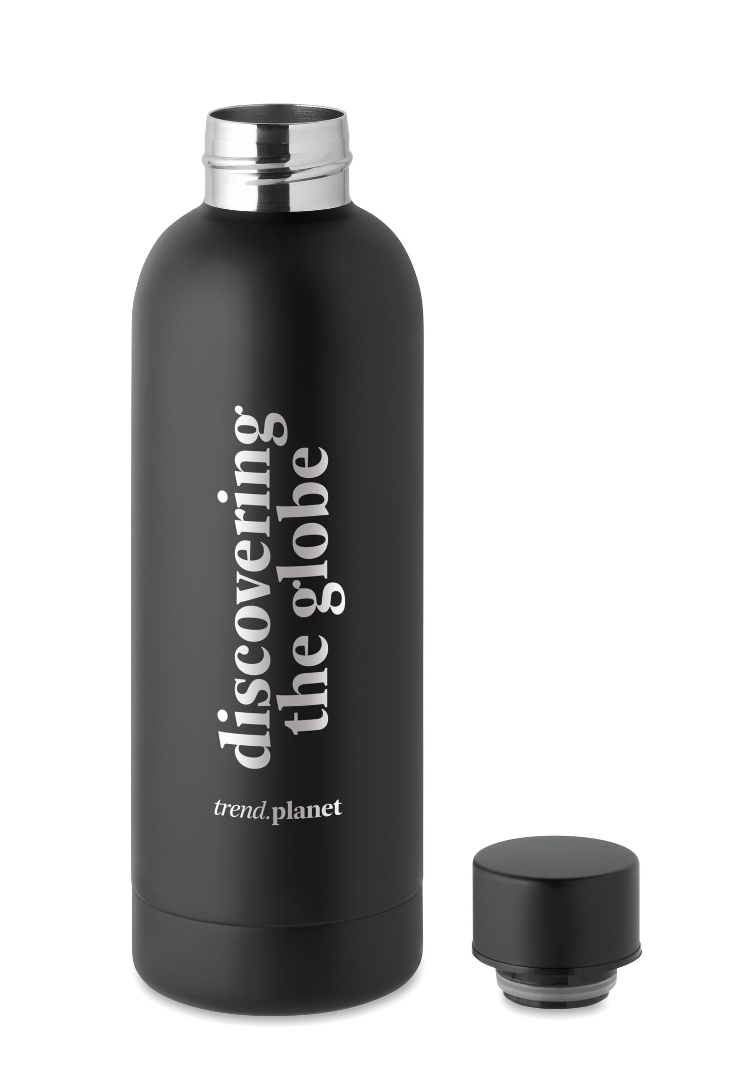 Doppelwandige Isolierflasche aus recyceltem Edelstahl. 90% recycelter Edelstahl und 10% Edelstahl. Füllmenge:
