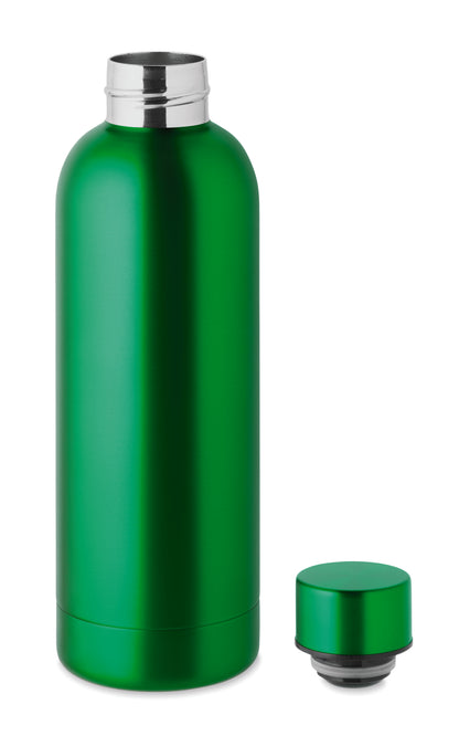 Doppelwandige Isolierflasche aus recyceltem Edelstahl. 90% recycelter Edelstahl und 10% Edelstahl. Füllmenge: