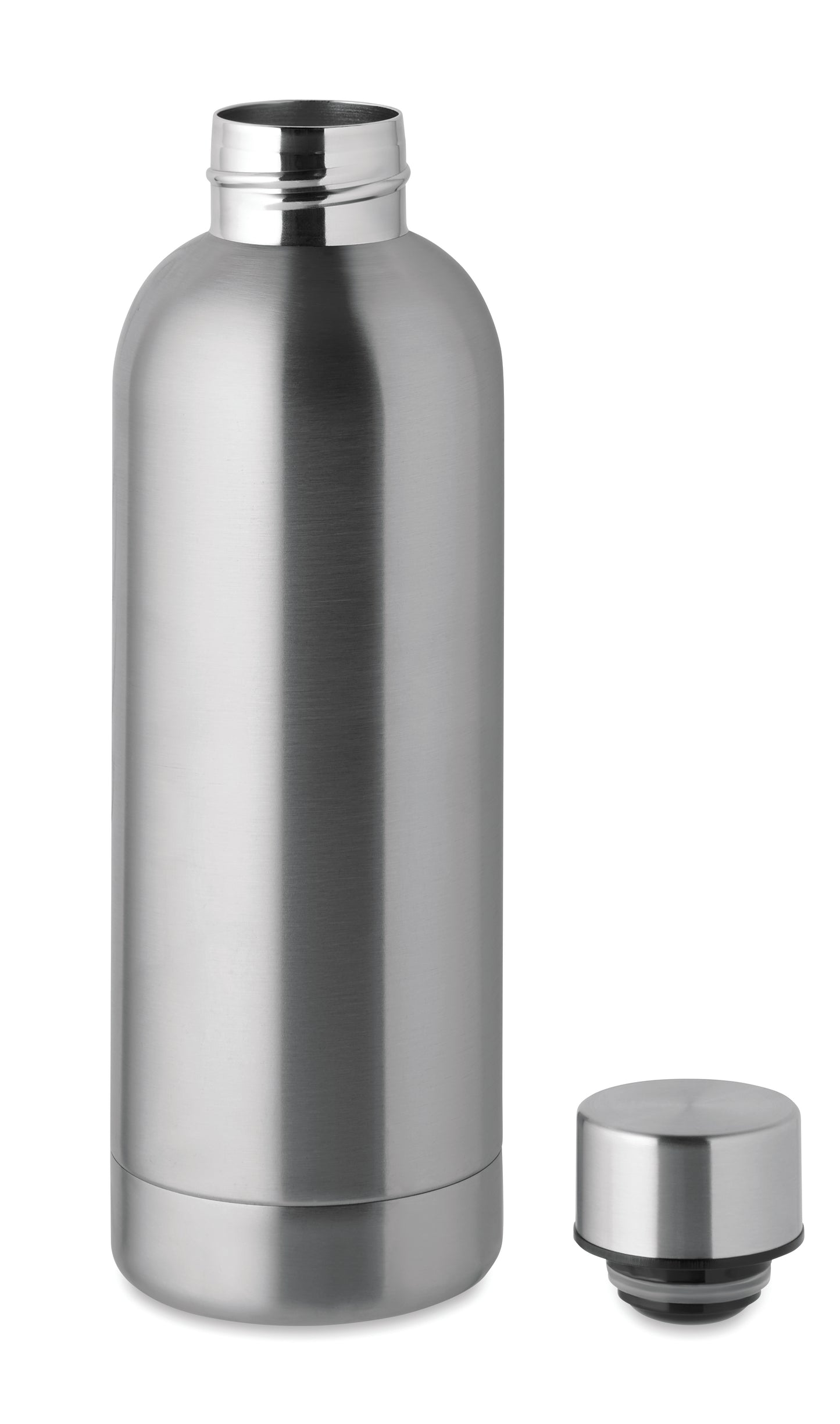 Doppelwandige Isolierflasche aus recyceltem Edelstahl. 90% recycelter Edelstahl und 10% Edelstahl. Füllmenge: