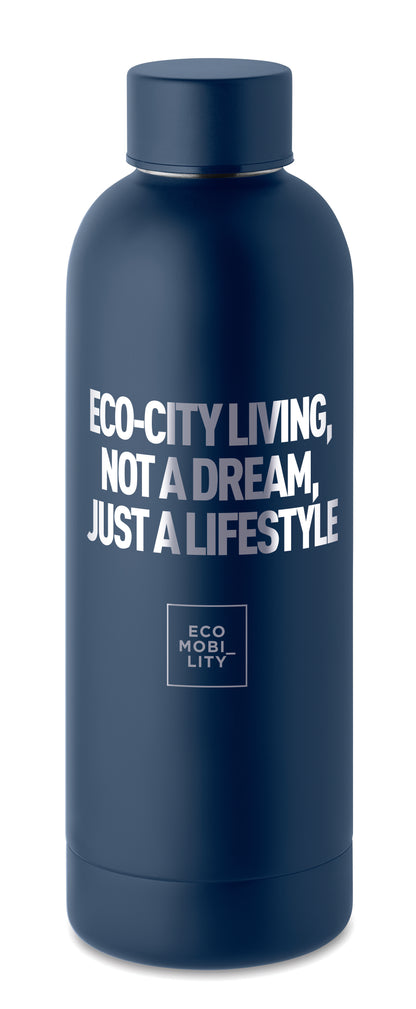 Doppelwandige Isolierflasche aus recyceltem Edelstahl. 90% recycelter Edelstahl und 10% Edelstahl. Füllmenge: